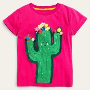 NWT Mini Boden Cactus Applique Tee Shirt 5/6Y